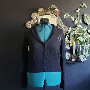 Vintage gold thread embroidered cardigan